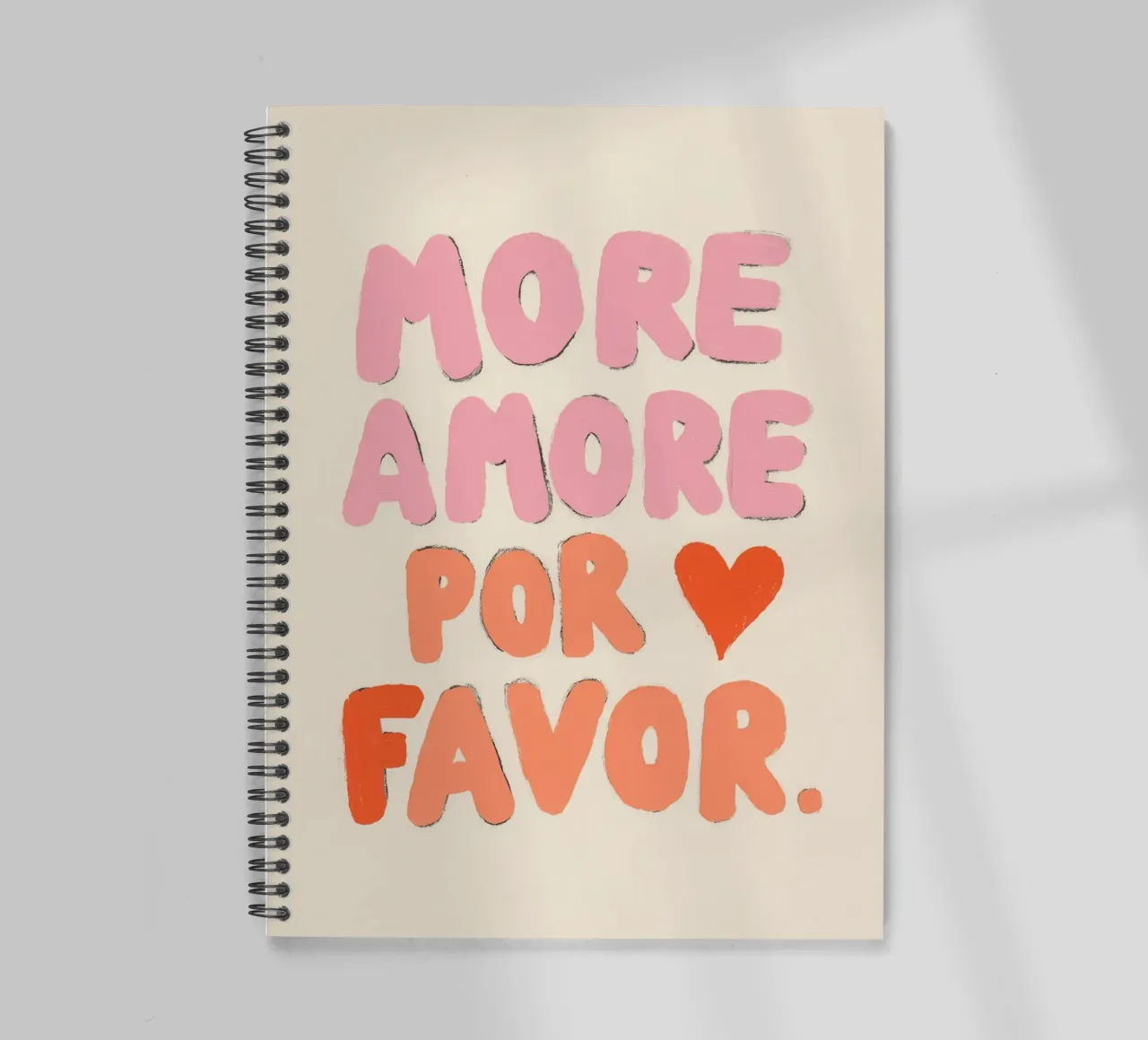 More Amore por Favor, Vibes spiral notebook by Carinaprint