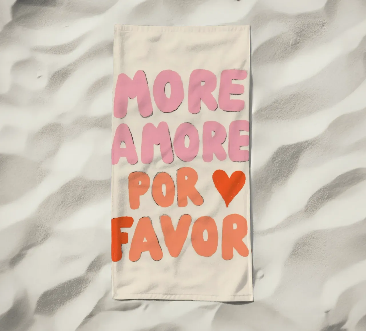 More Amore por Favor, Vibes beach towel by Carinaprint