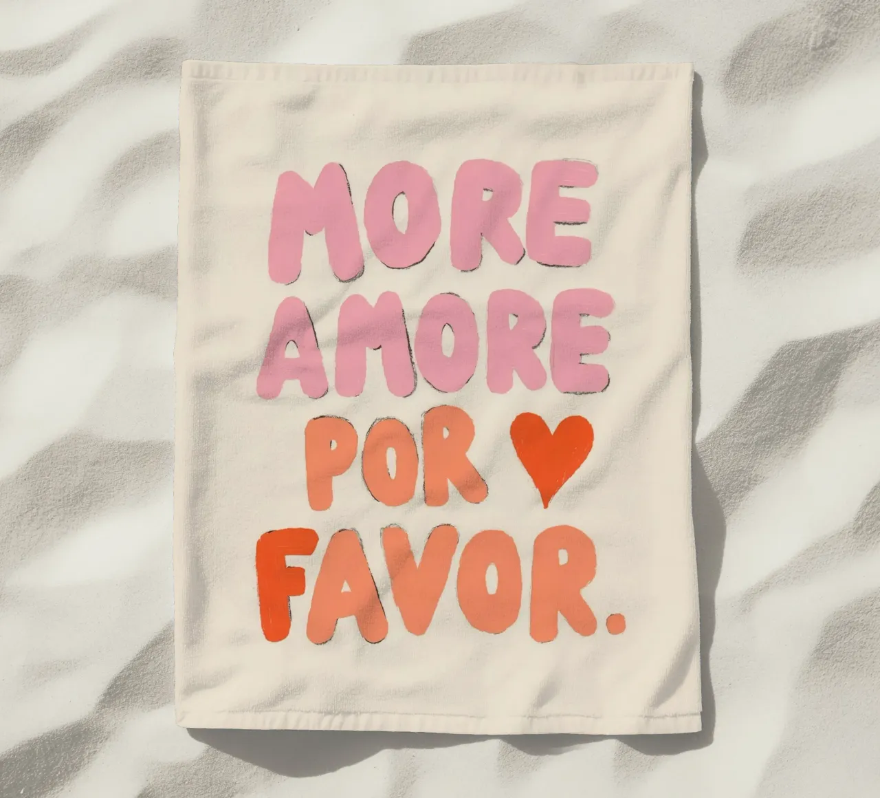 More Amore por Favor, Vibes beach towel by Carinaprint