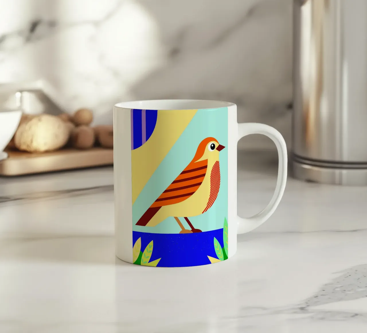 uccello vettoriale tazza in ceramica da Botania