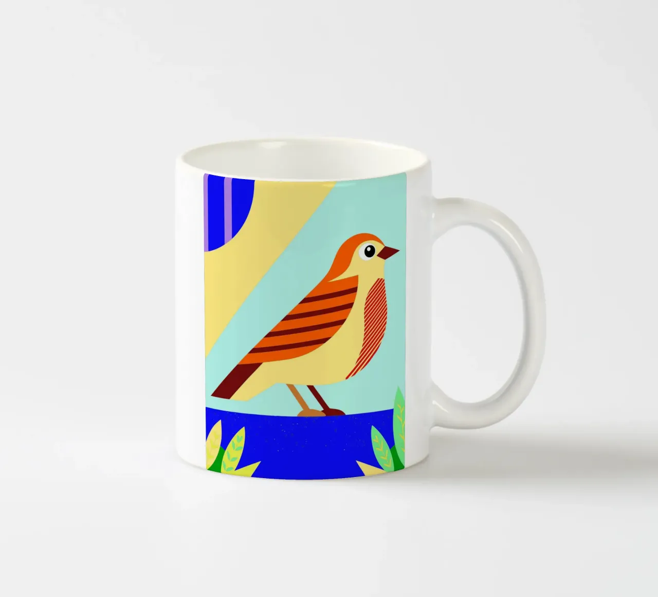 uccello vettoriale tazza in ceramica da Botania