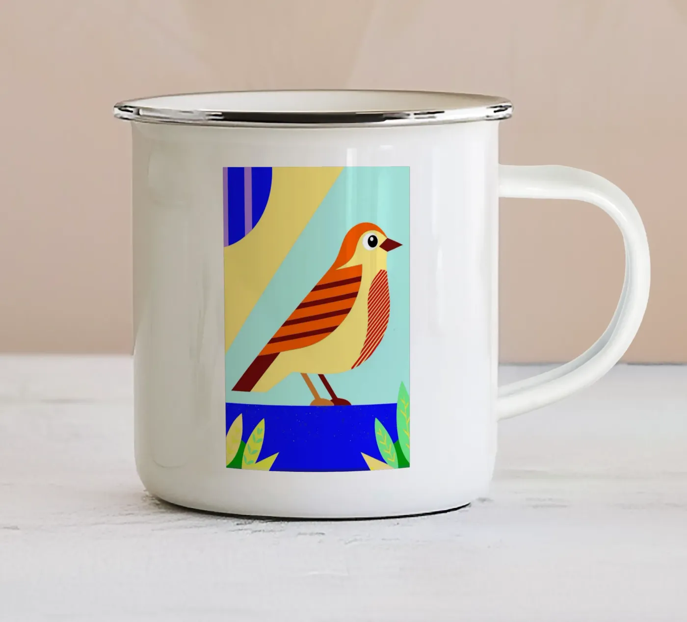 vector vogel emaille mok van Botania