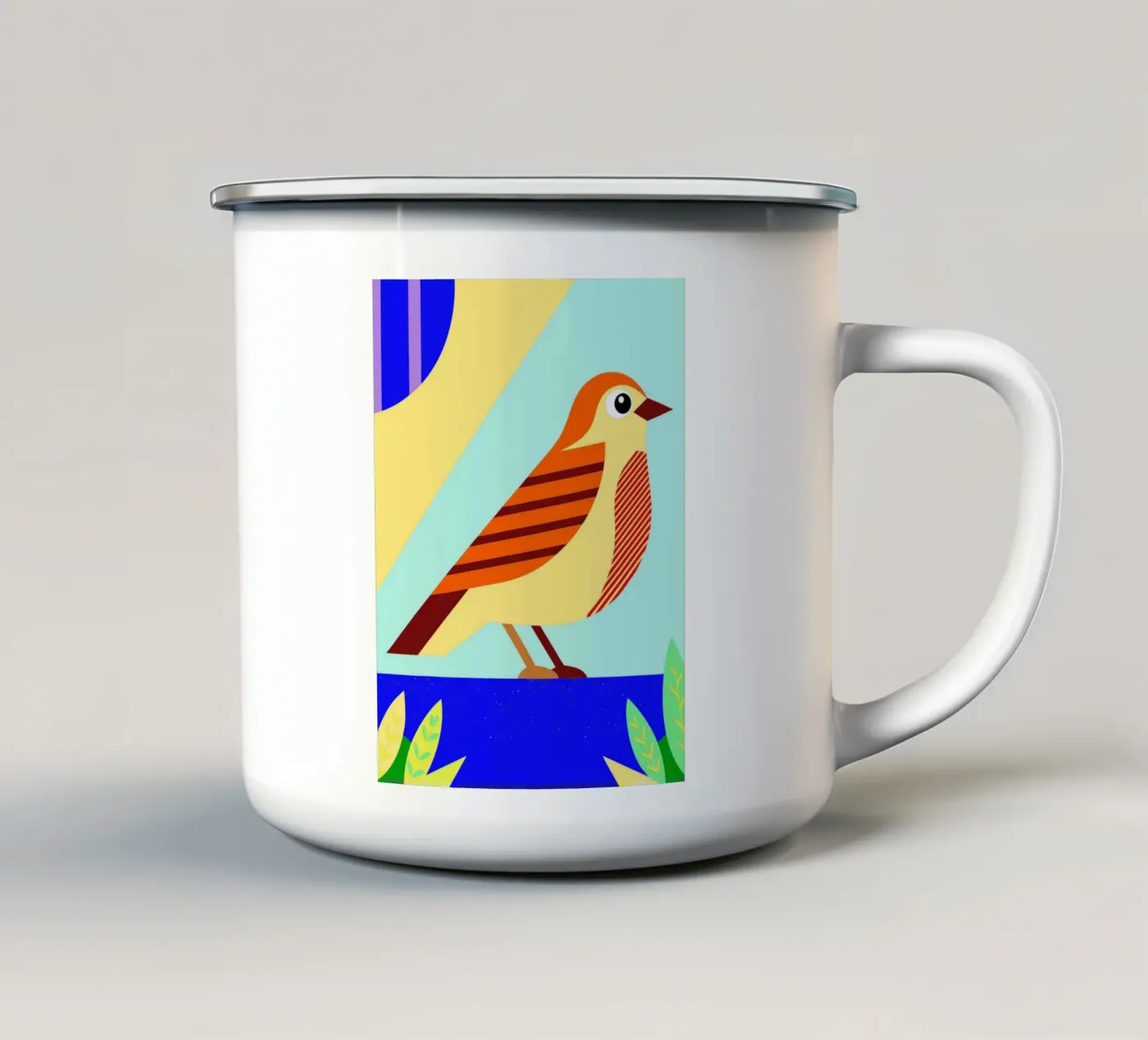 vector vogel emaille mok van Botania