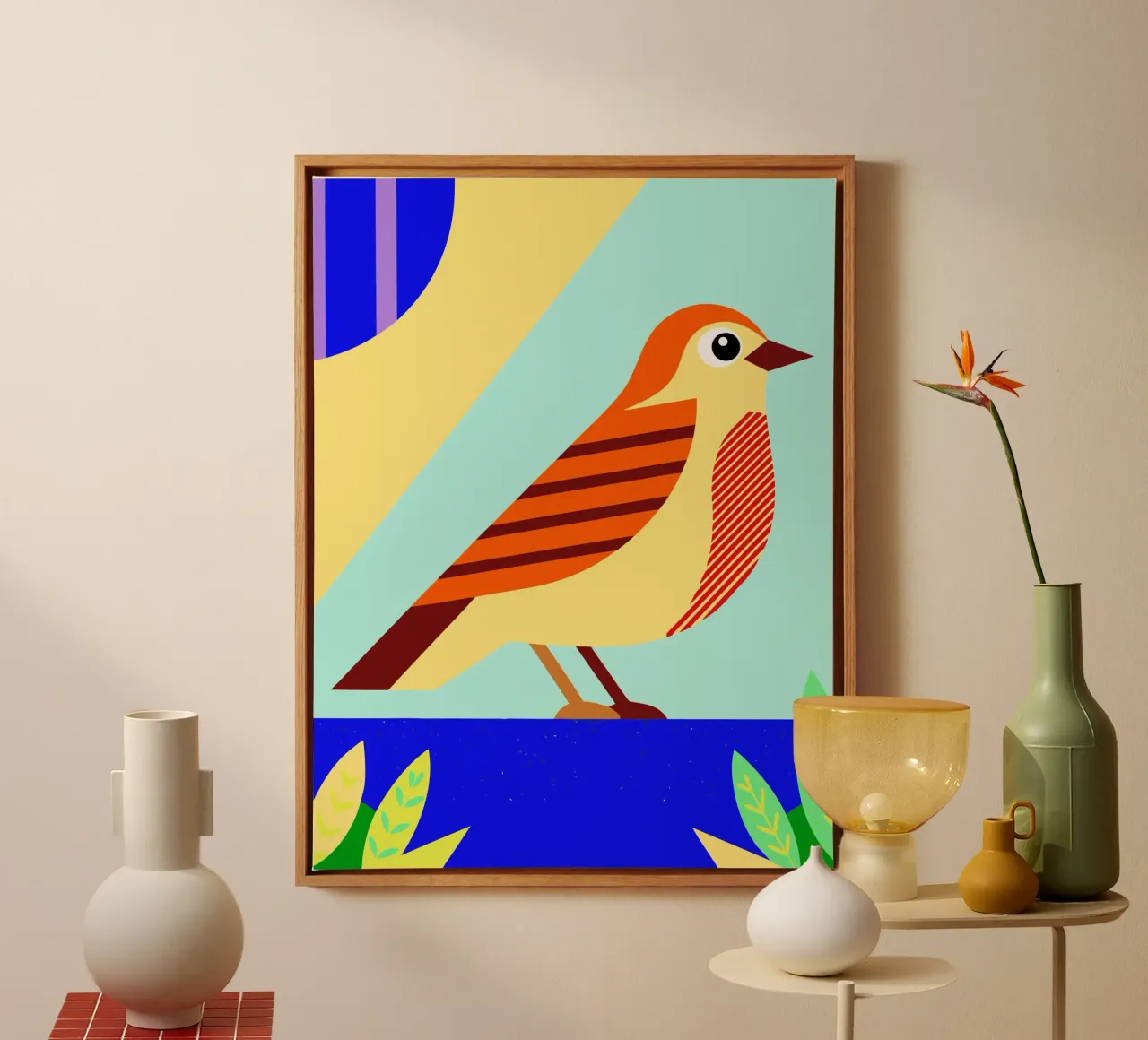 bird vector canvas with Floater frame by Botania