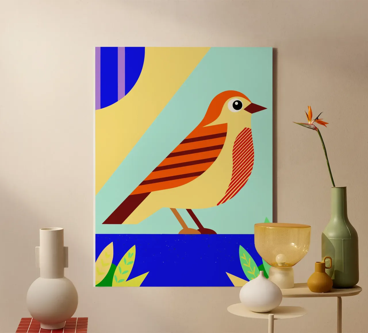 bird vector canvas with Floater frame by Botania