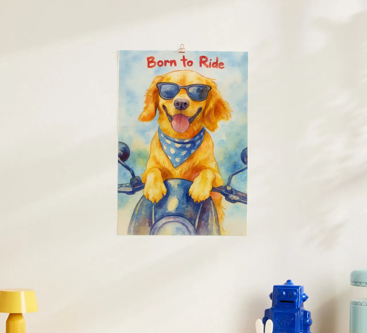 disegno del cane "born to ride poster da Botania