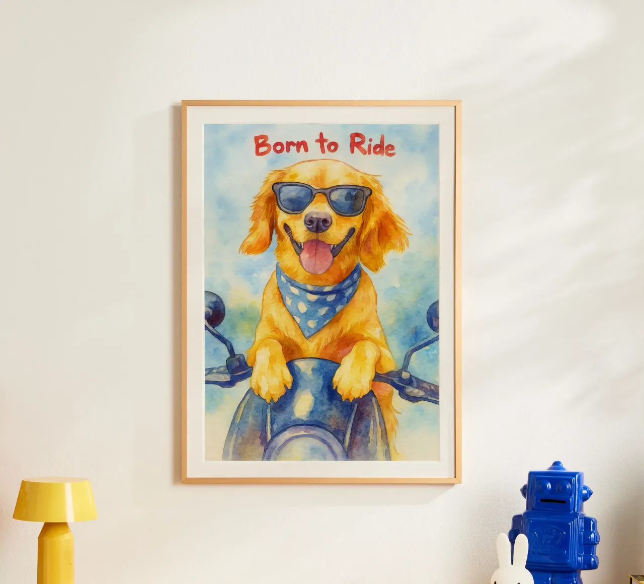 disegno del cane "born to ride poster da Botania