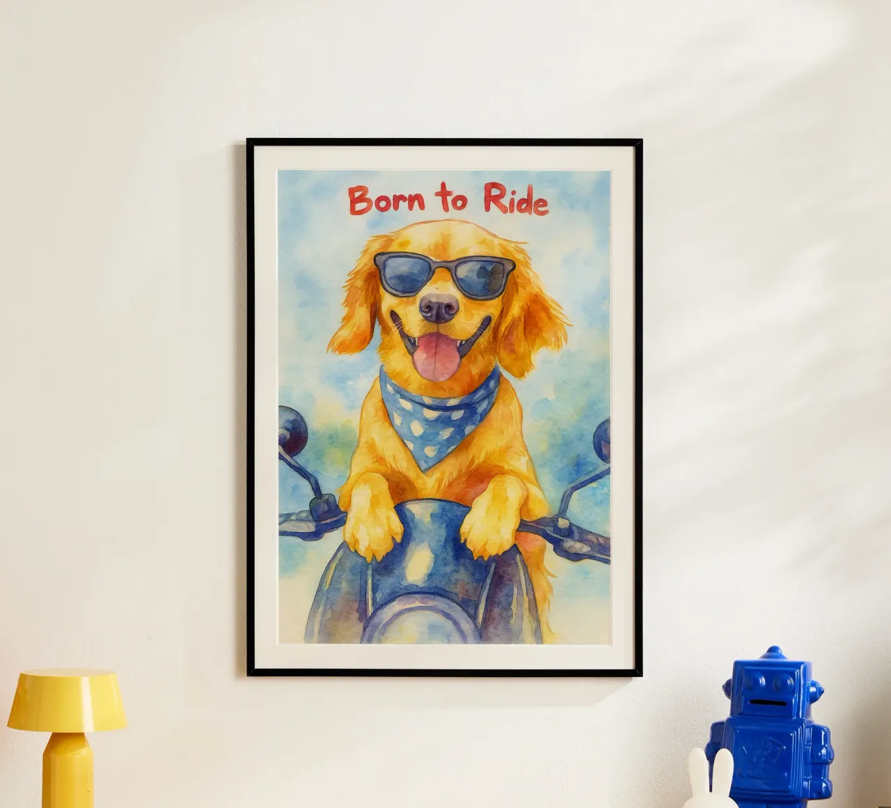 disegno del cane "born to ride poster da Botania