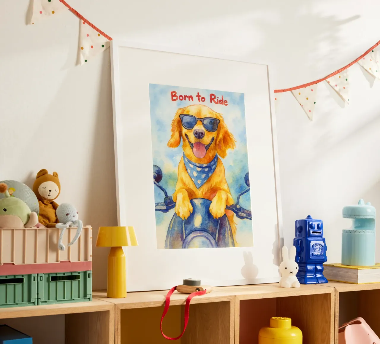 disegno del cane "born to ride poster da Botania