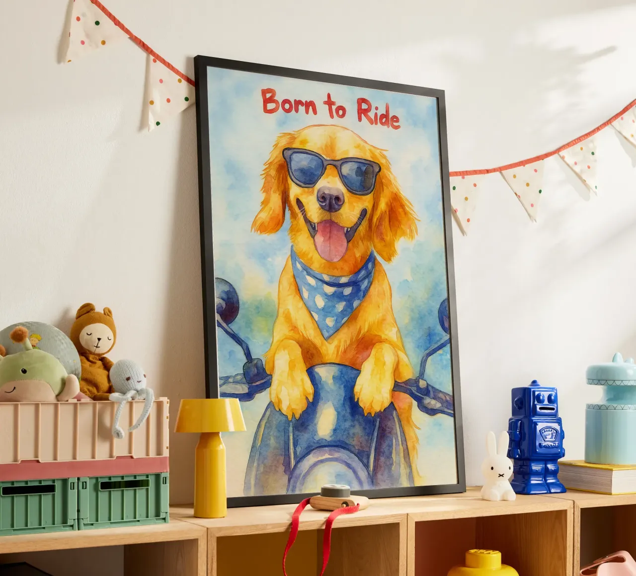 disegno del cane "born to ride poster da Botania