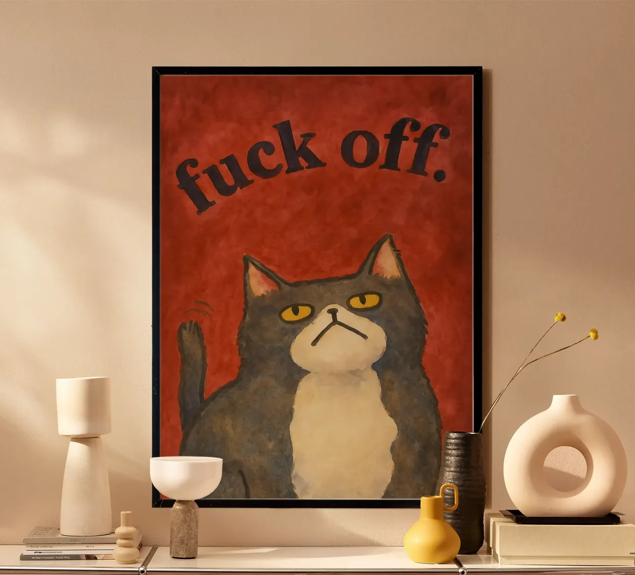 gatto fuori dal disegno poster da Botania