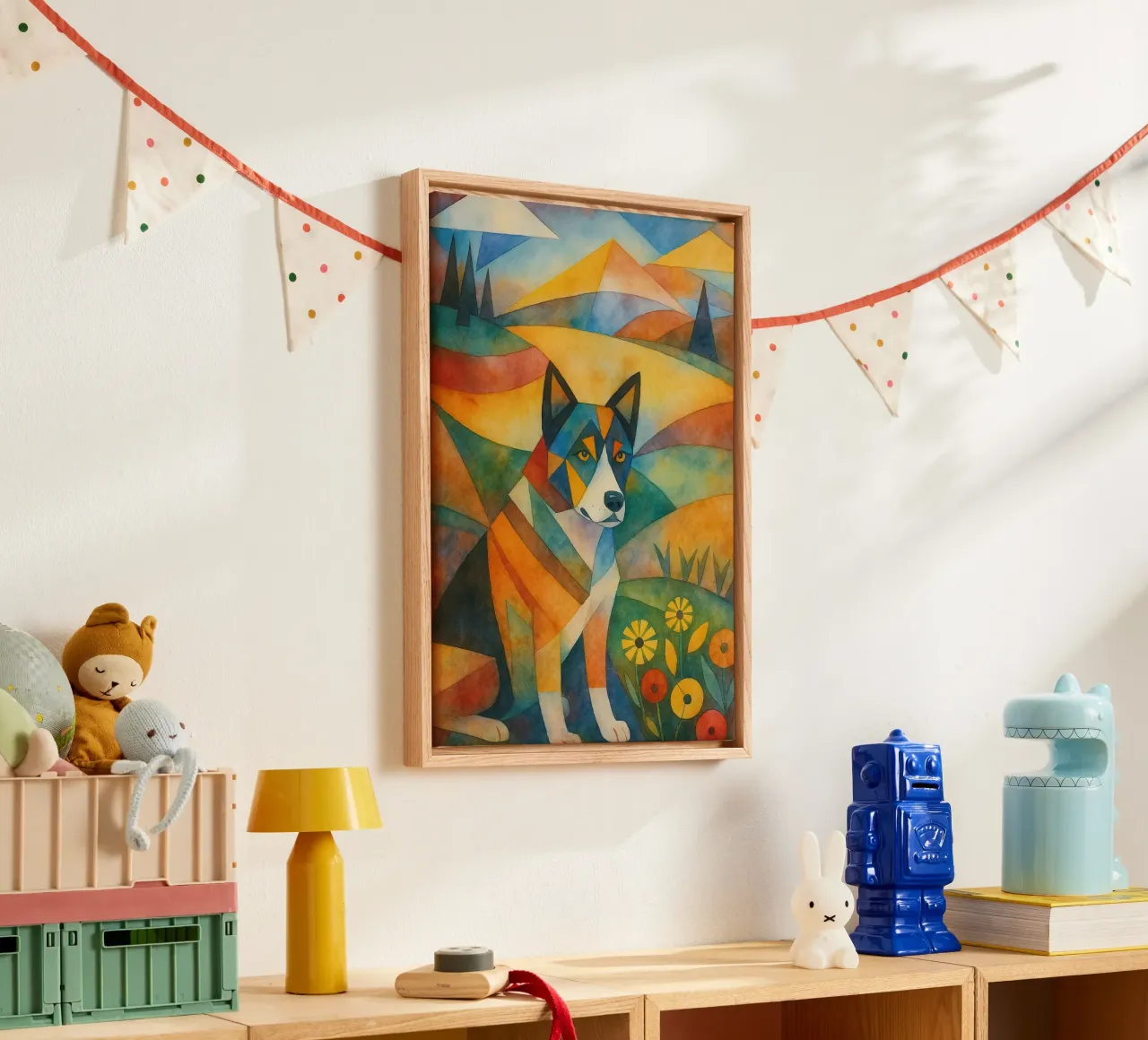 disegno del cane tela con Cornice a cassetta da Botania