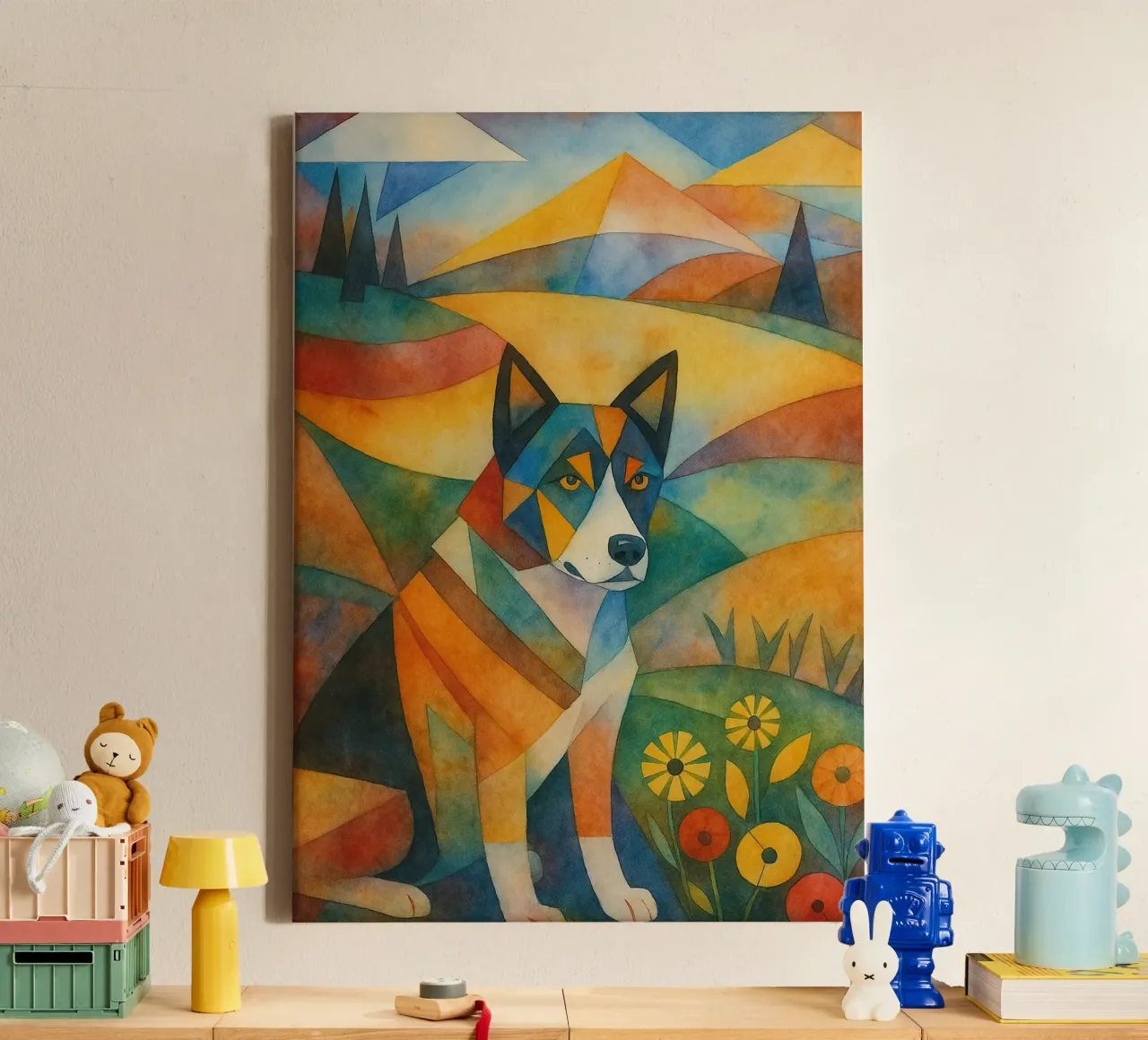 disegno del cane tela con Cornice a cassetta da Botania