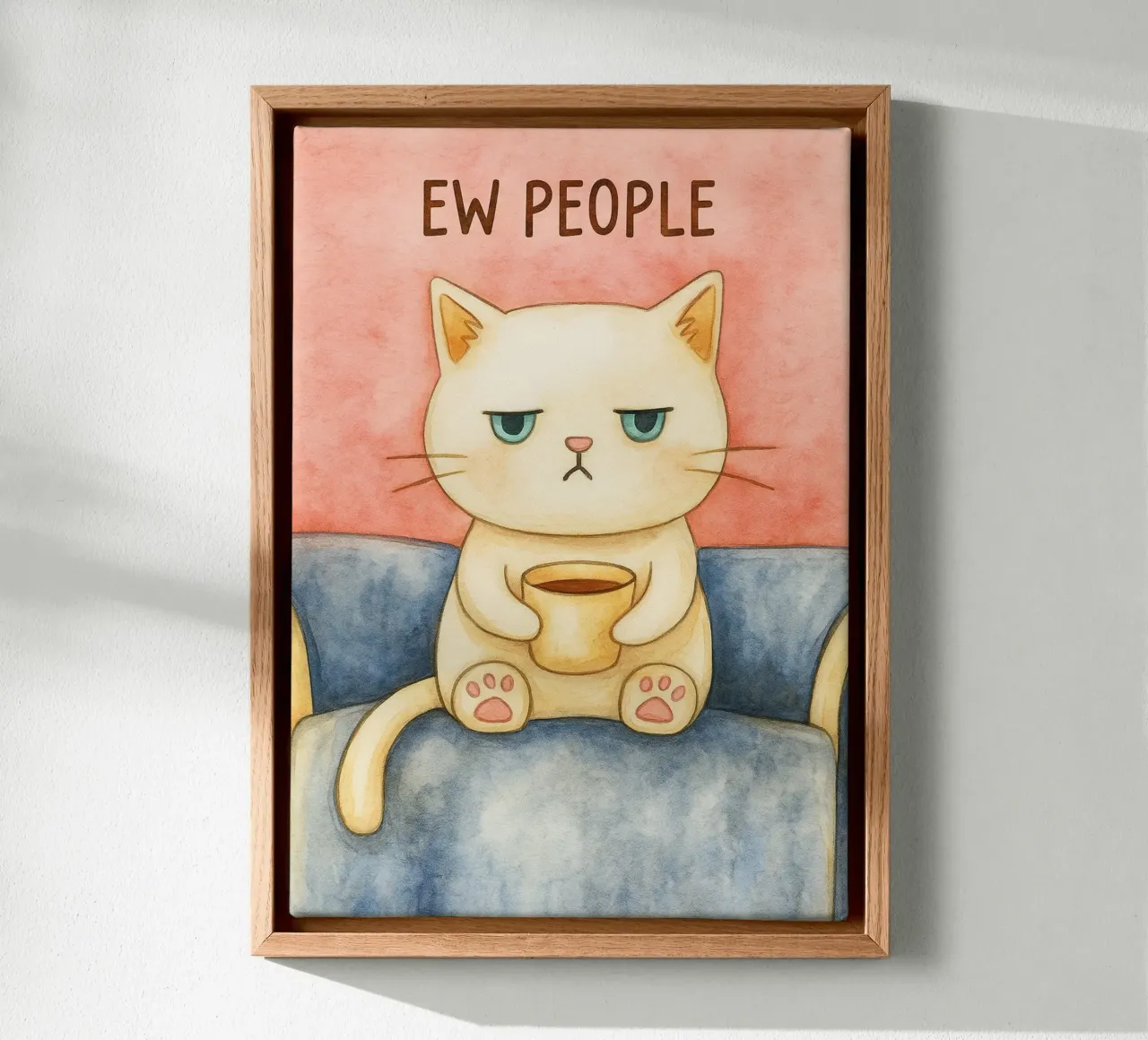ew mensen kat tekening canvas met Baklijst van Botania