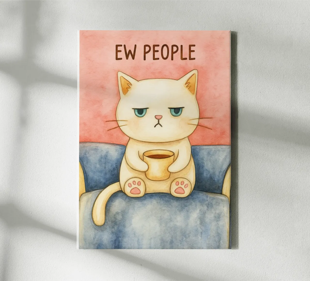 ew mensen kat tekening canvas met Baklijst van Botania