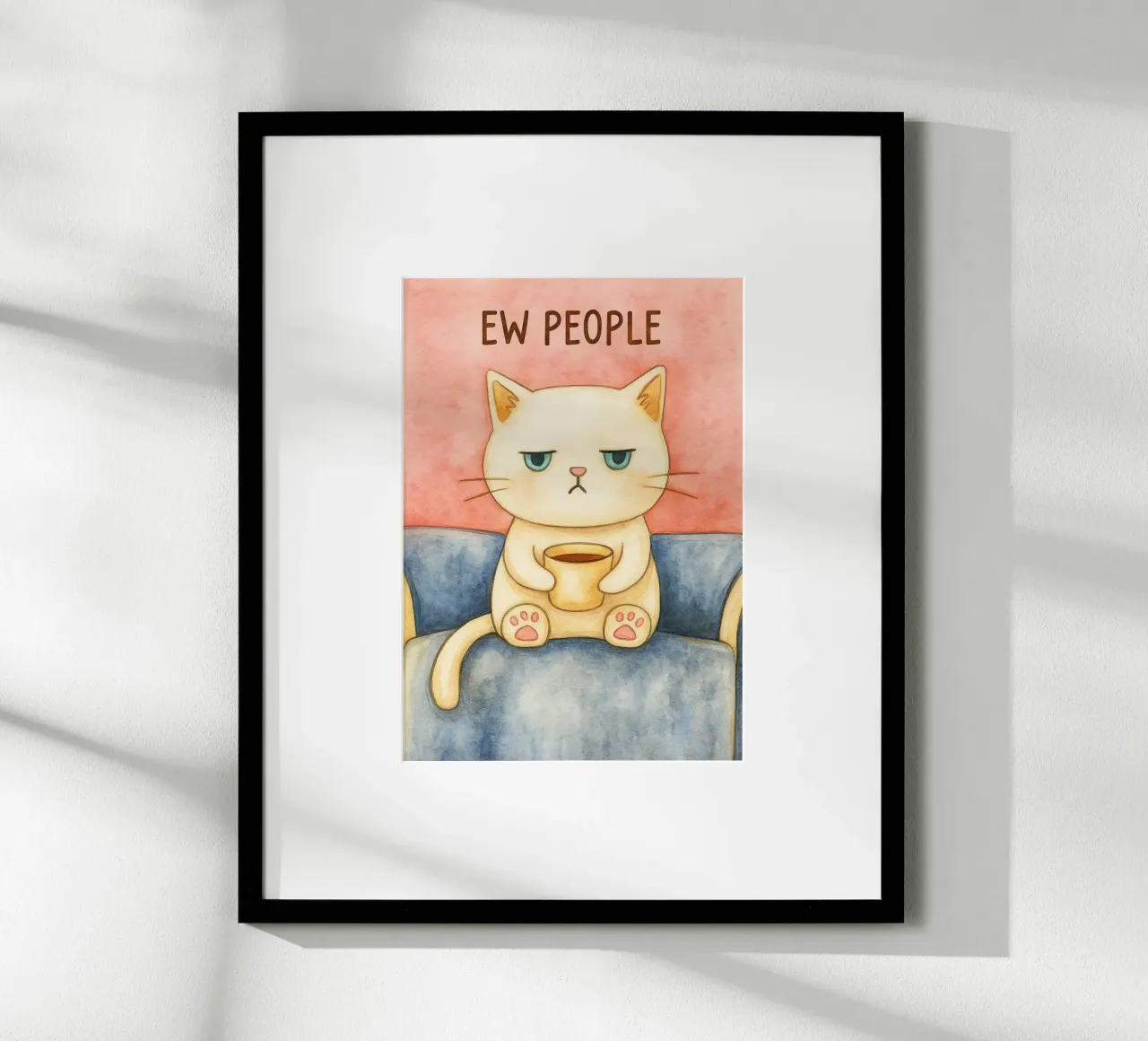 disegno di un gatto poster con telaio in alluminio da Botania