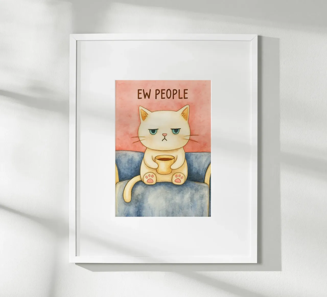 disegno di un gatto poster con telaio in alluminio da Botania