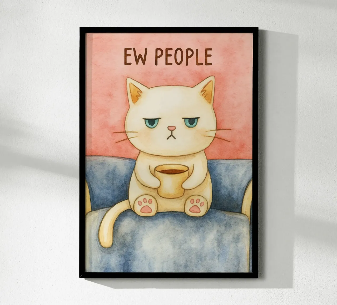 disegno di un gatto poster con telaio in alluminio da Botania