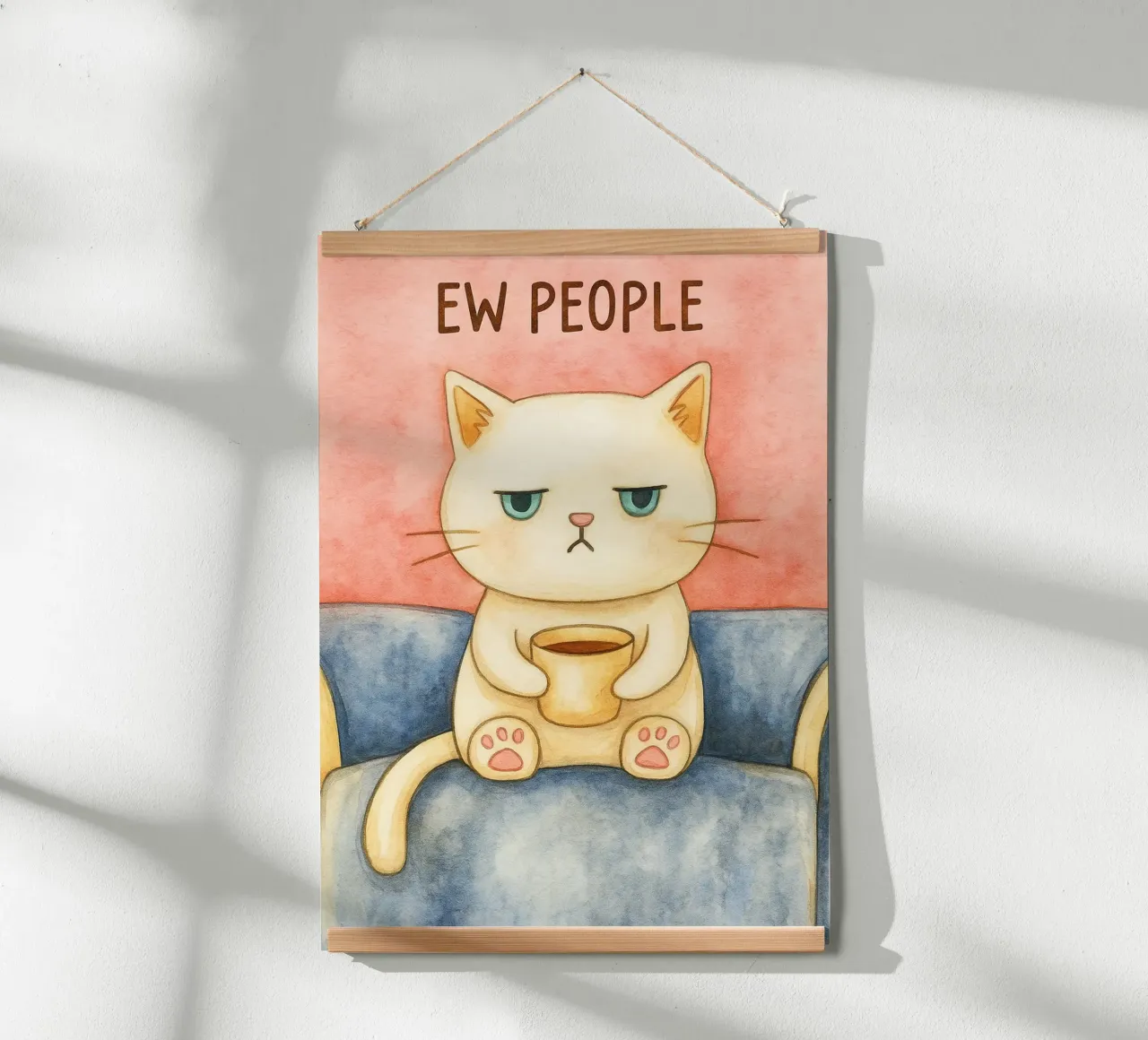 disegno di un gatto poster con telaio in alluminio da Botania