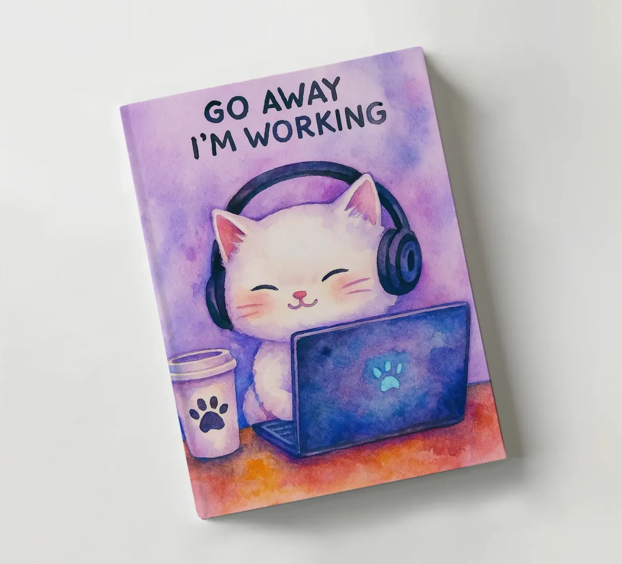 go away im working cat drawing notebook by Botania