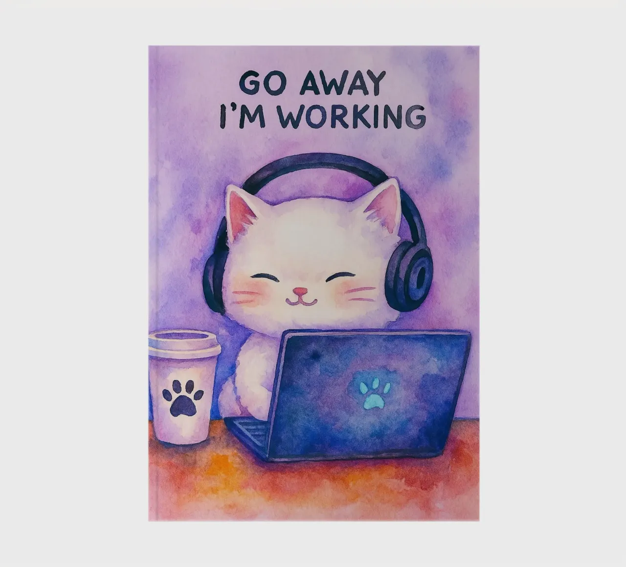 go away im working cat drawing notebook by Botania