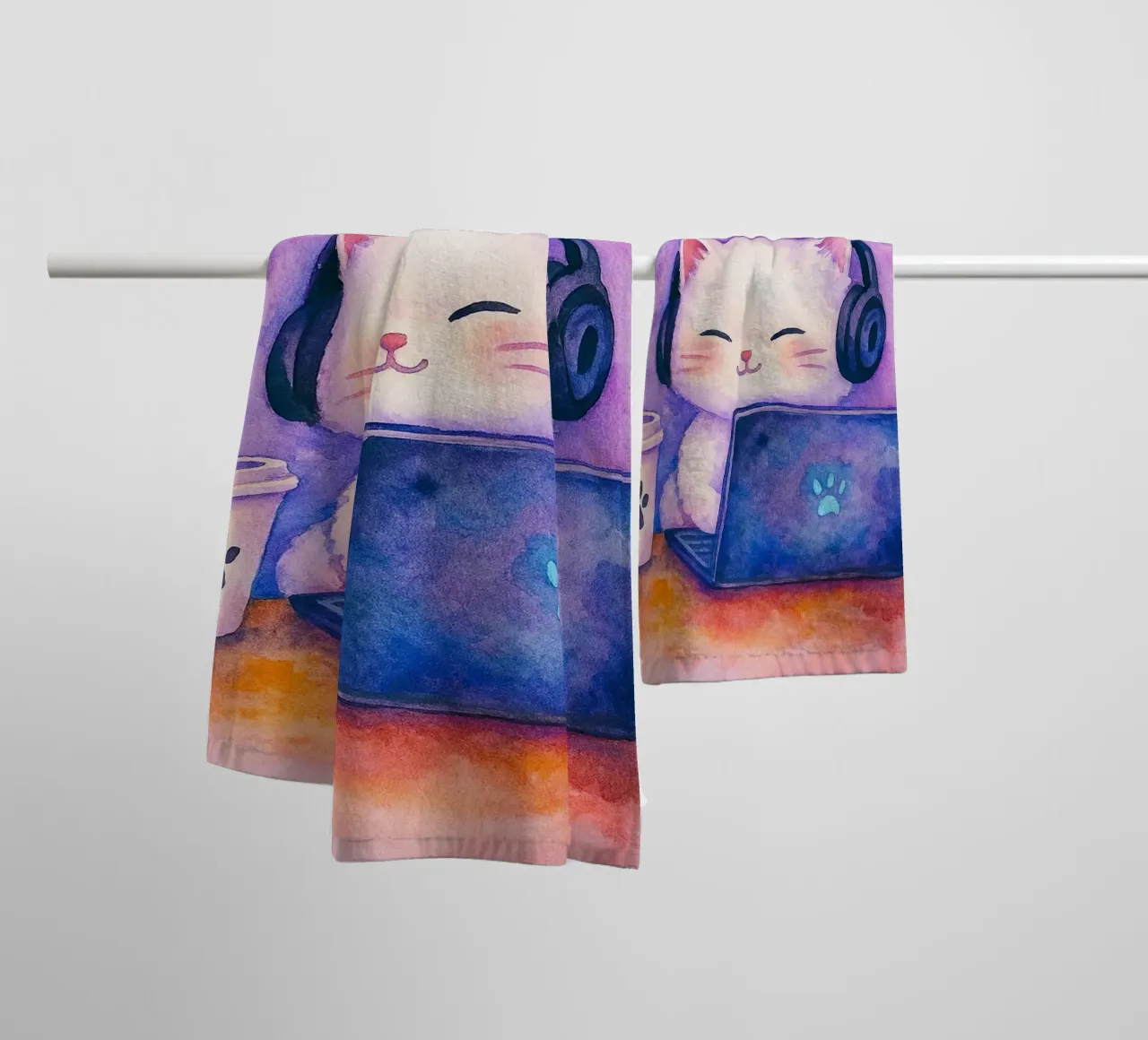 go away im working cat drawing towel by Botania