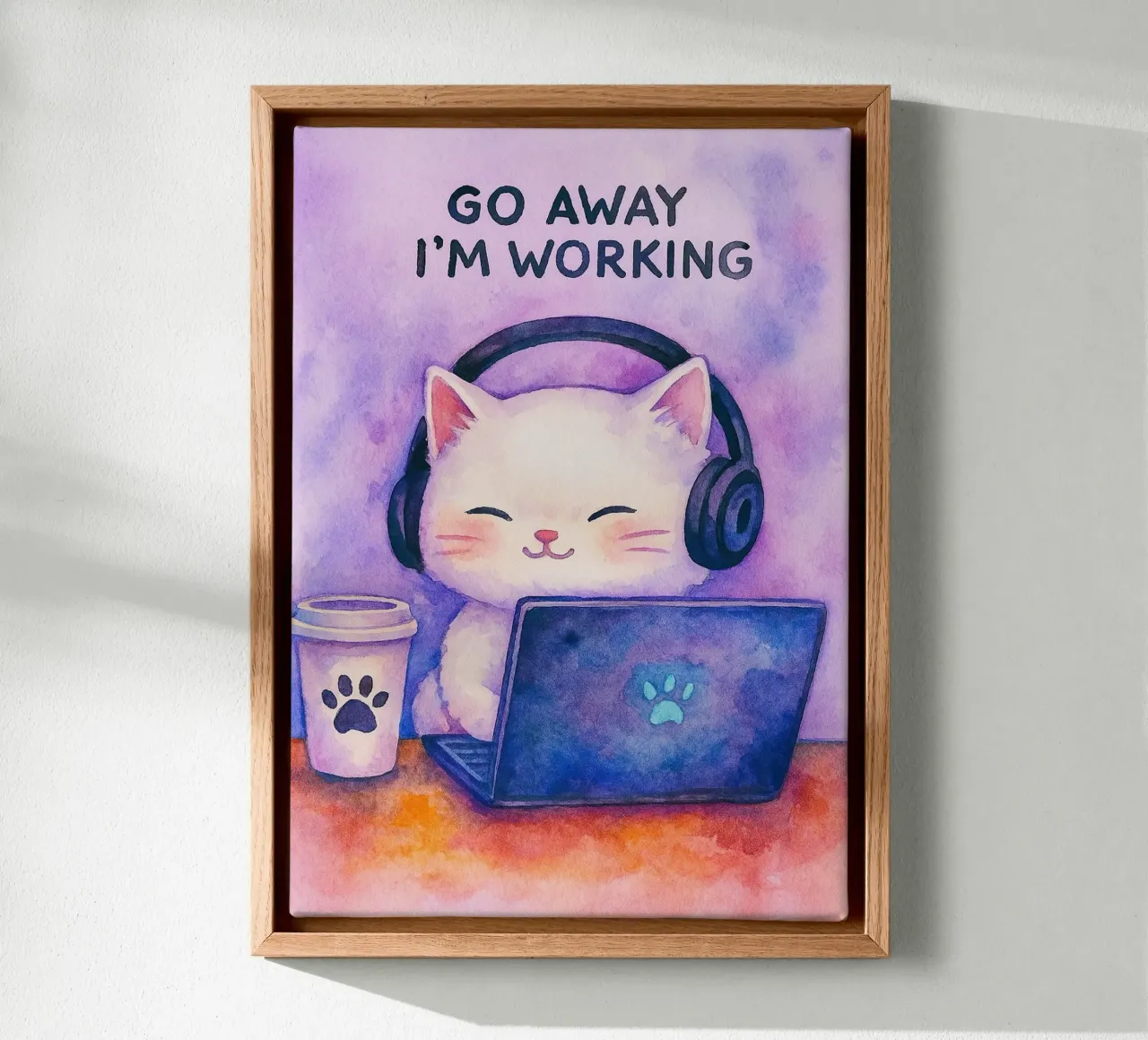 go away im working cat drawing canvas by Botania