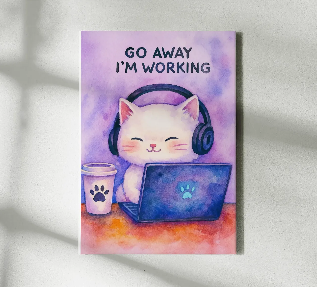 go away im working cat drawing canvas by Botania