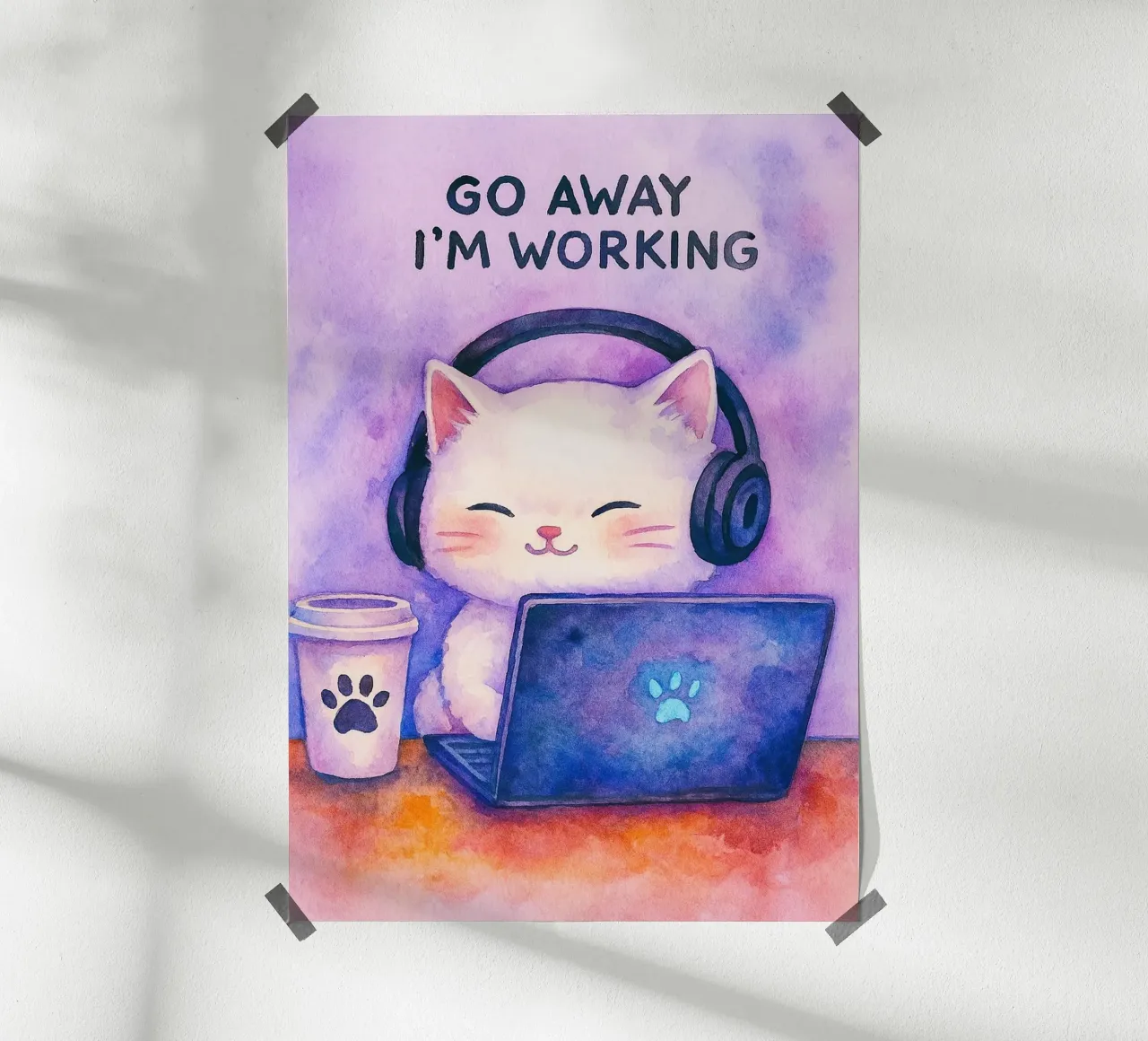 go away im working cat drawing hahnemühle by Botania