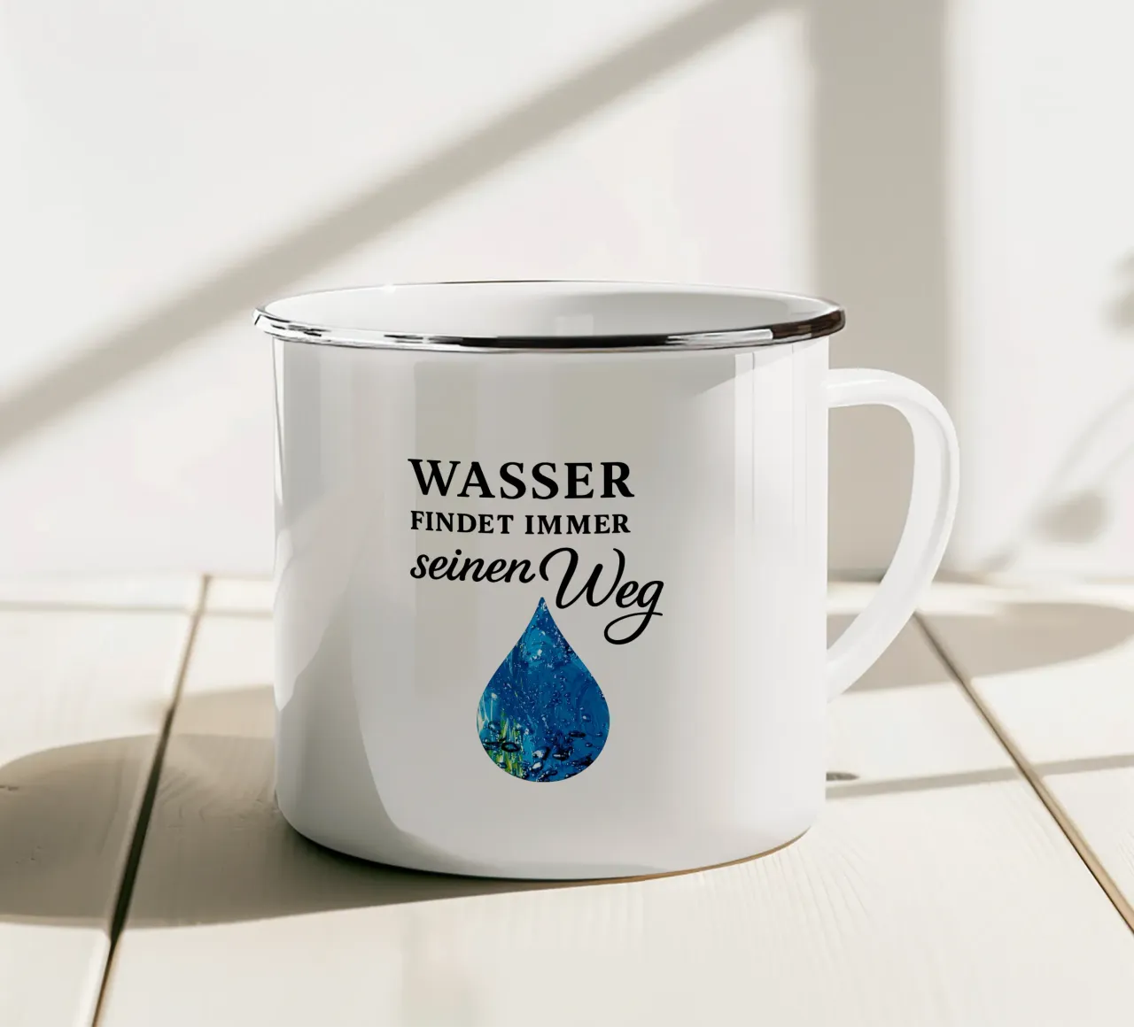 WASSER FINDET IMMER SEINEN WEG tazza in smalto da Vintage Van Gogh