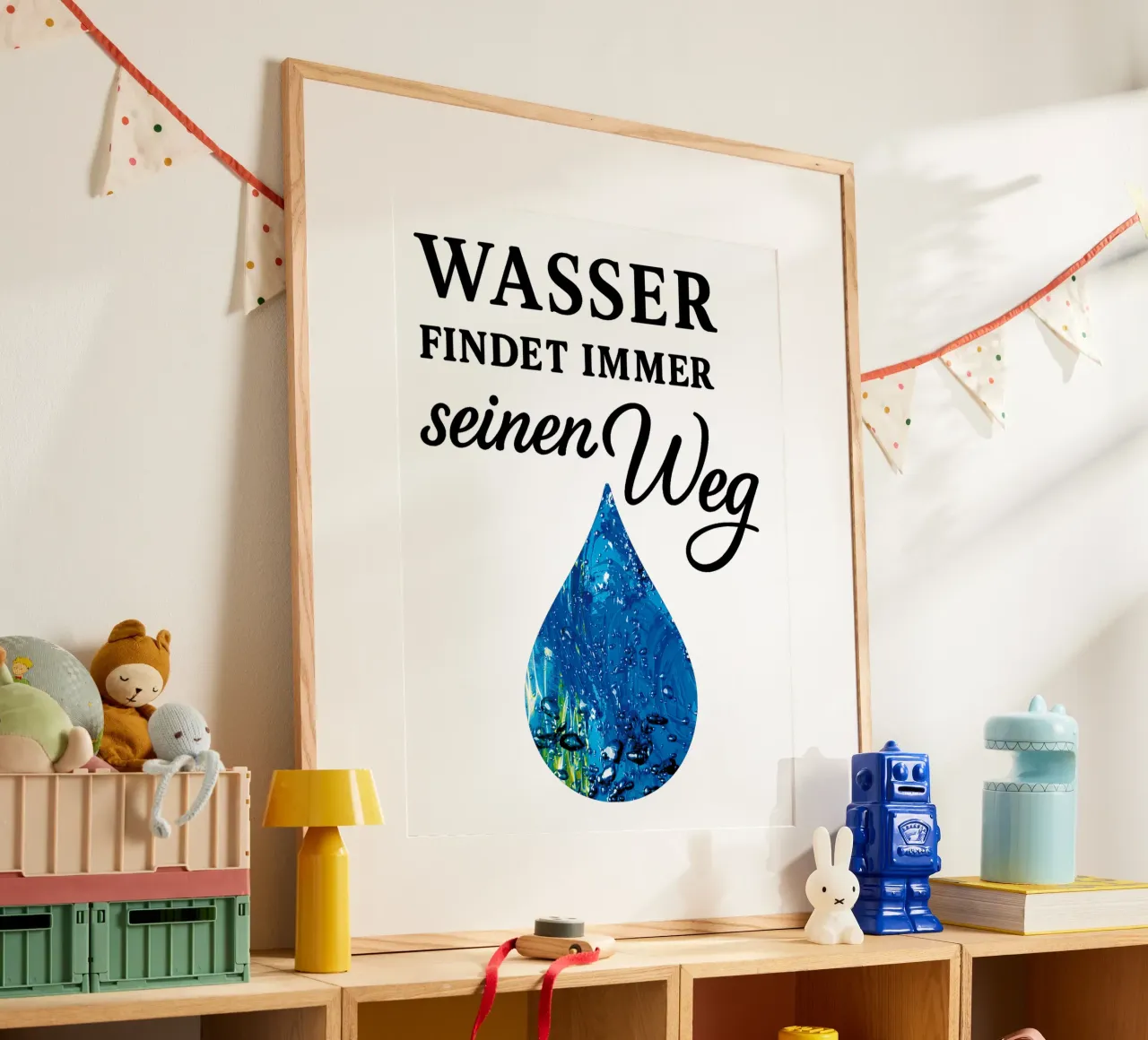 WASSER FINDET IMMER SEINEN WEG poster con telaio in plastica da Vintage Van Gogh
