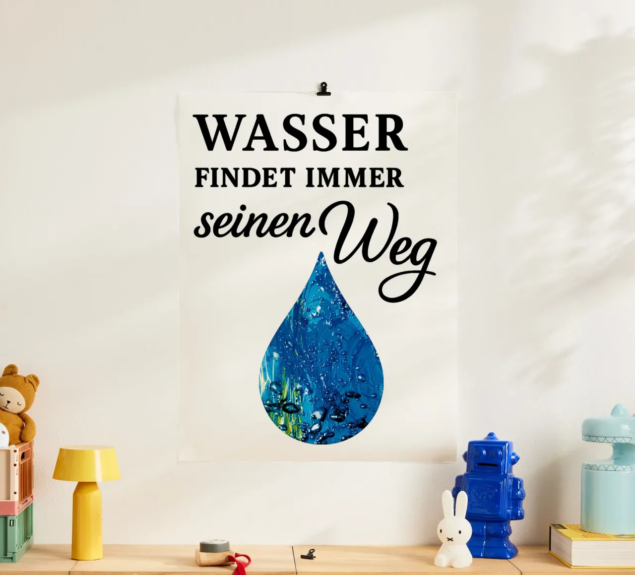 WASSER FINDET IMMER SEINEN WEG poster con telaio in plastica da Vintage Van Gogh