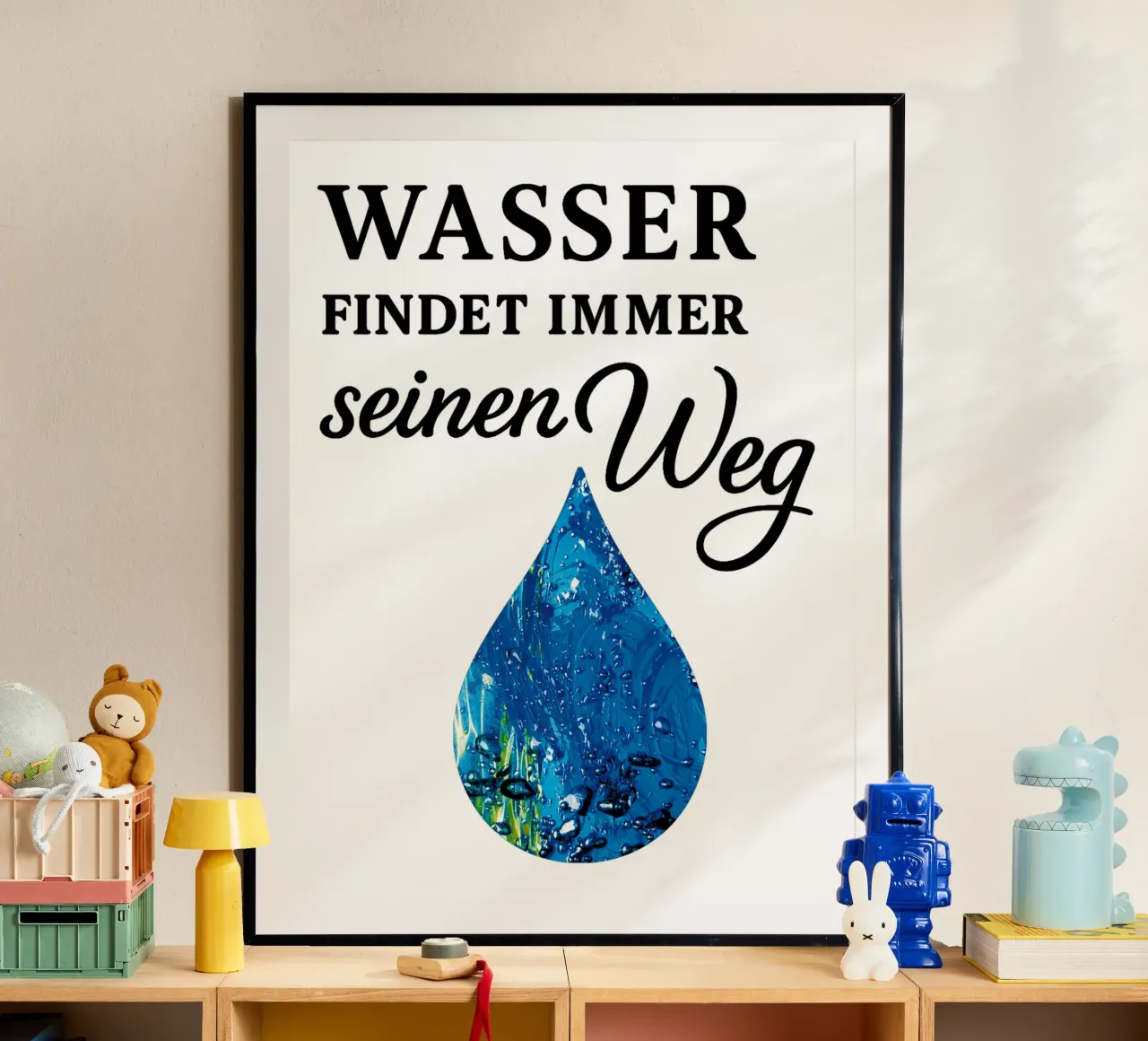 WASSER FINDET IMMER SEINEN WEG poster con telaio in plastica da Vintage Van Gogh