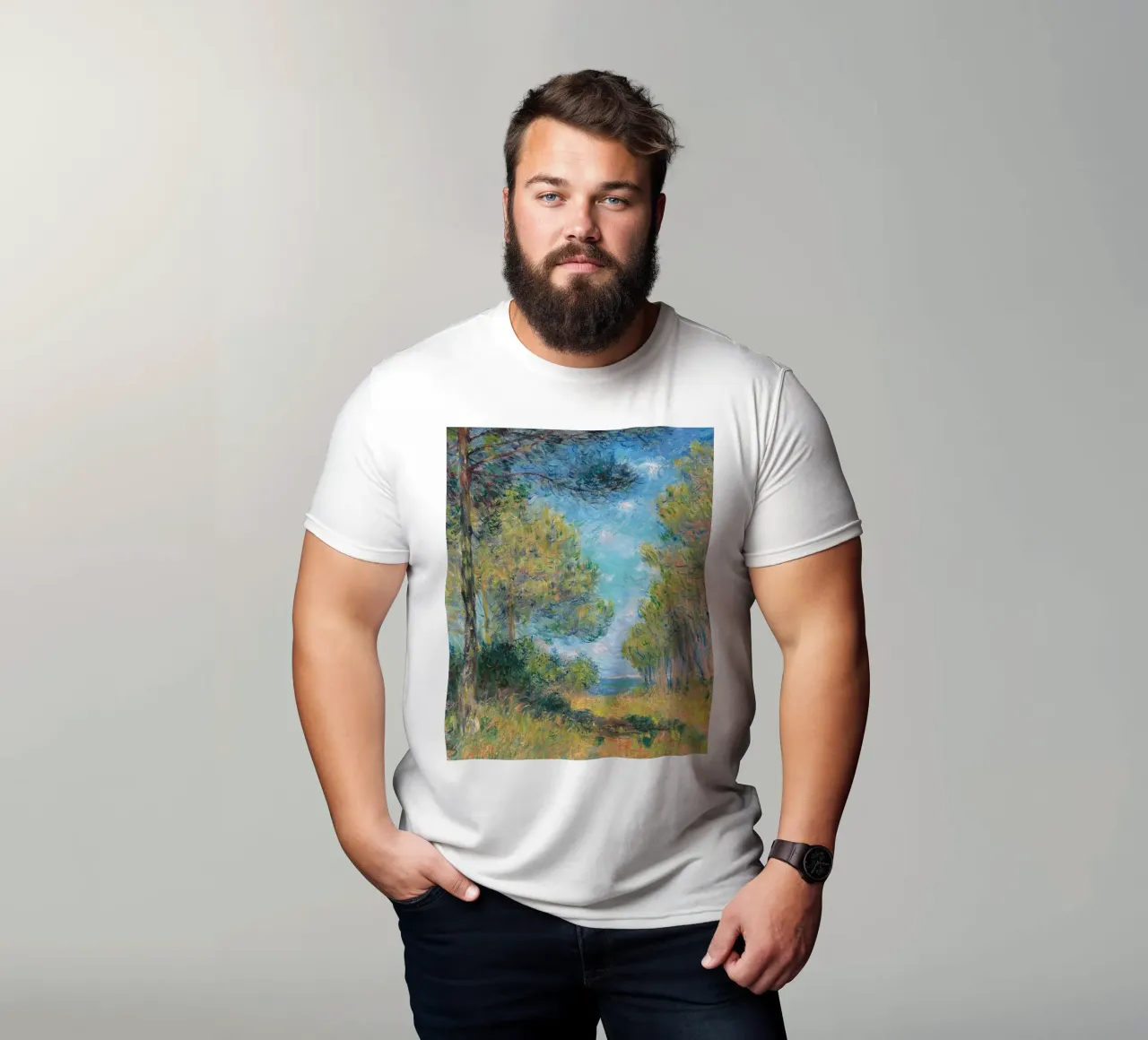 Pine Tree Path in Varengeville t-shirt van RodneyArt