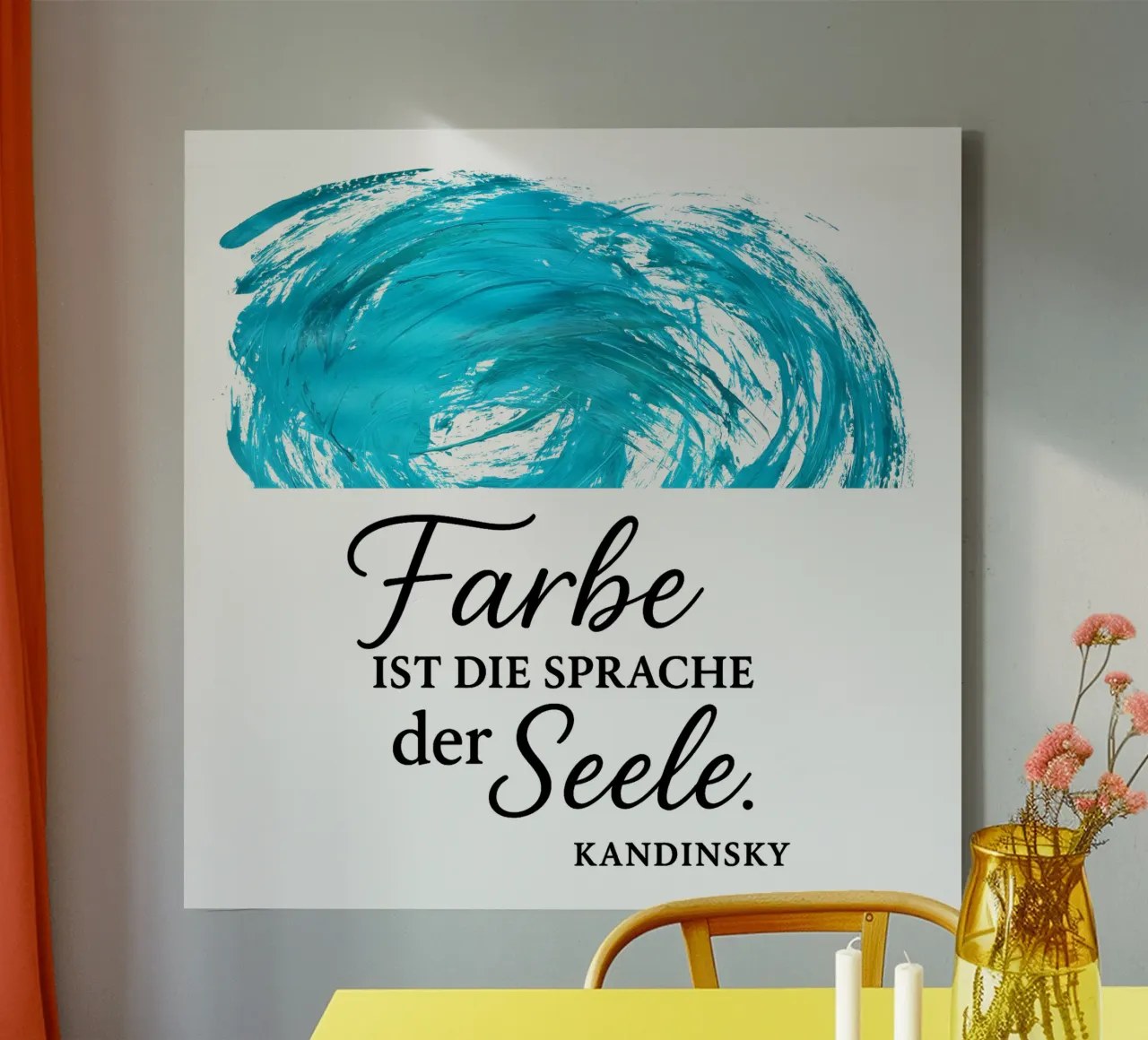FARBE IST DIE SPRACHE DER SEELE (türkis) tela con Cornice a cassetta da Vintage Van Gogh