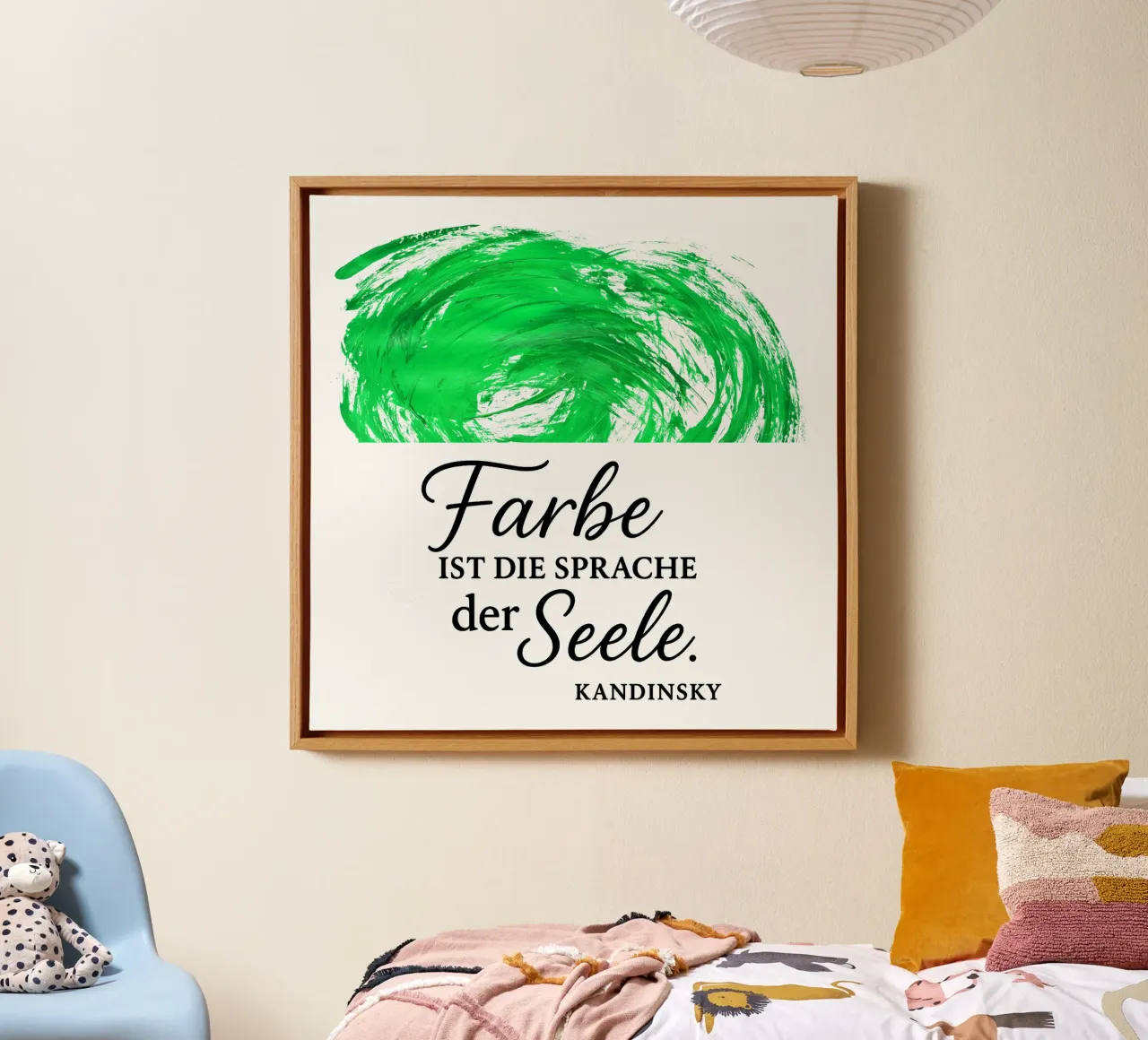 FARBE IST DIE SPRACHE DER SEELE  (grün) tela con Cornice a cassetta da Vintage Van Gogh