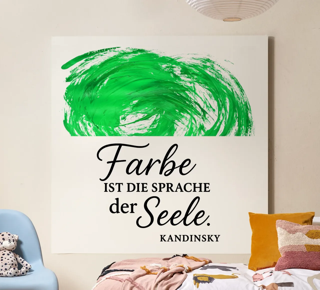 FARBE IST DIE SPRACHE DER SEELE  (grün) tela con Cornice a cassetta da Vintage Van Gogh