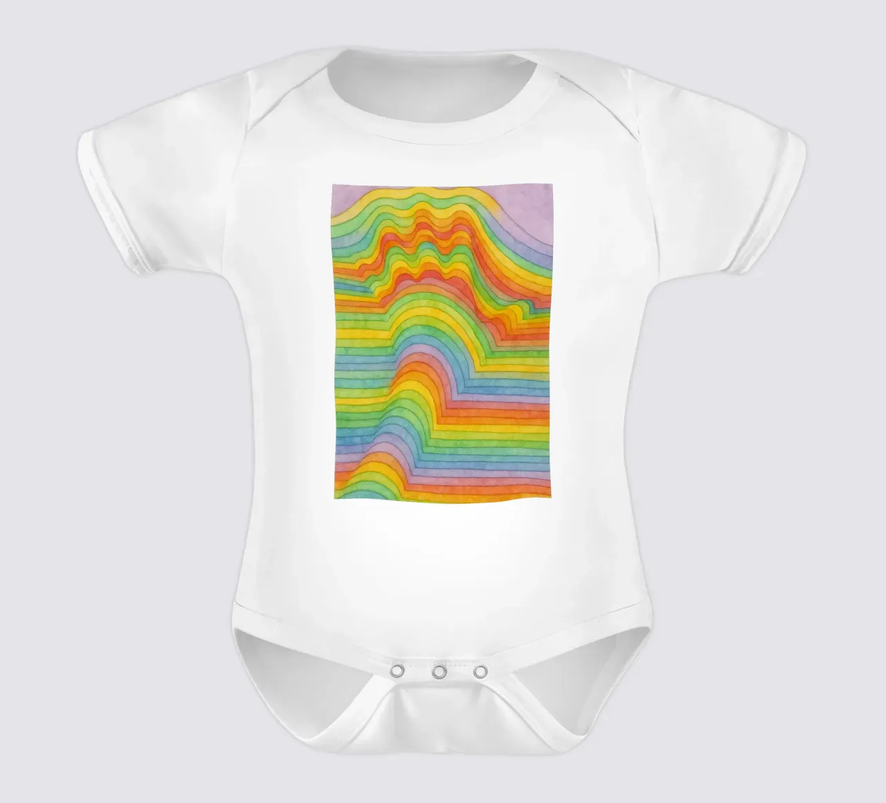 dibujo lineal arco iris a mano body de bebé de Botania
