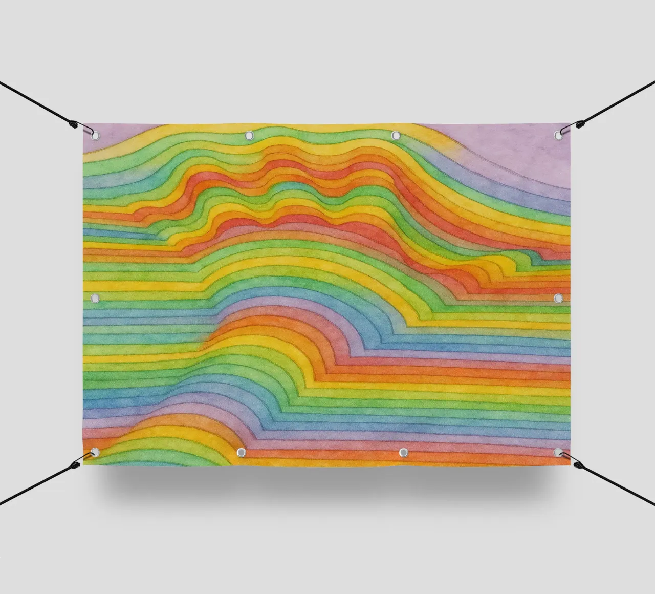 disegno a mano della linea dell'arcobaleno telo in pvc da Botania