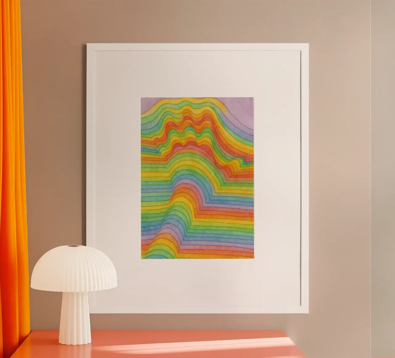 dessin au trait de l'arc-en-ciel de la main poster de Botania