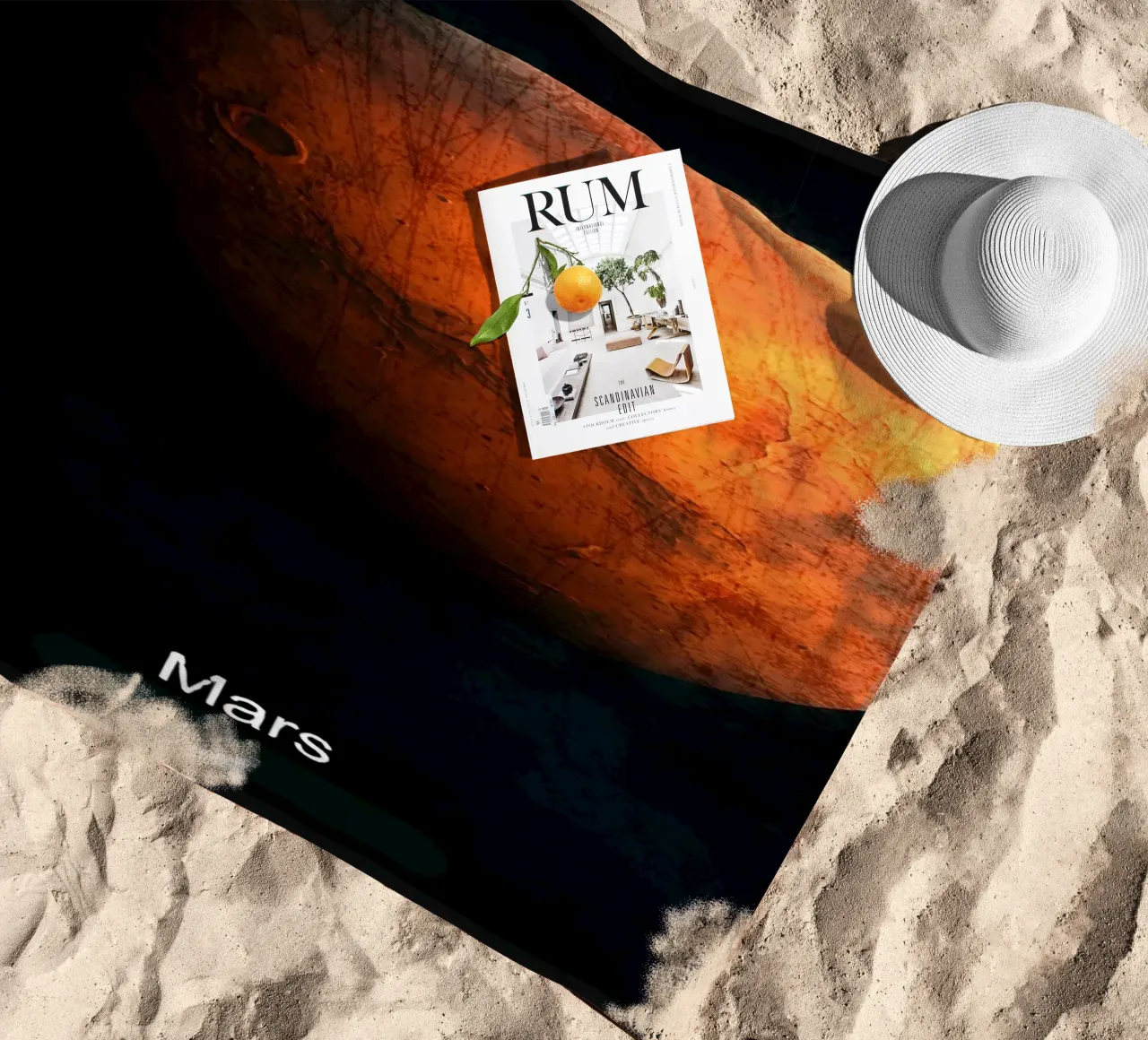 Mars Planet In the solar system beach towel by Ashley Studio