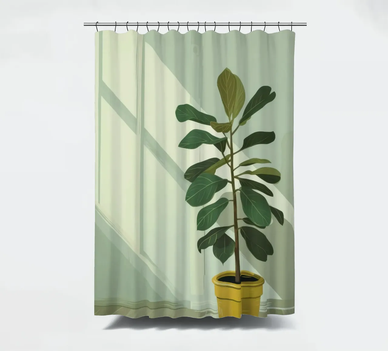 Sonnendurchflutetes Fiddle Leaf Duschvorhang von Line Fable