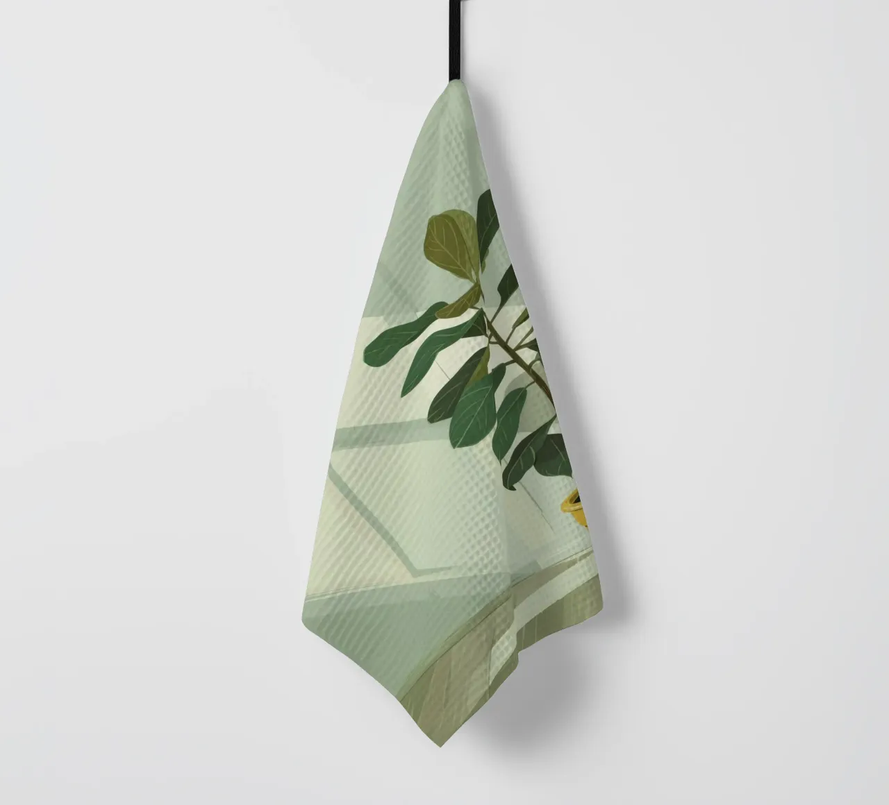 Sonnendurchflutetes Fiddle Leaf Geschirrtuch von Line Fable