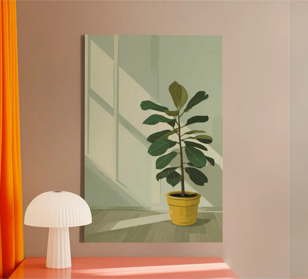 Sonnendurchflutetes Fiddle Leaf Leinwand von Line Fable