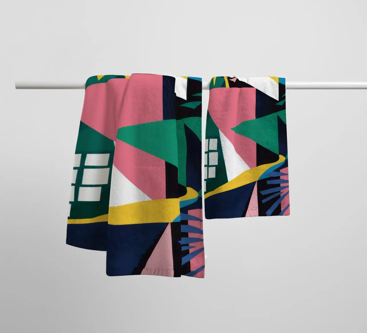 Geometrisches Scherbenspiel Handtuch von Obs Canvas