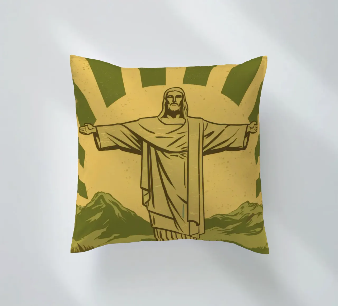 Statua iconica del Redentore cuscino da Line Fable