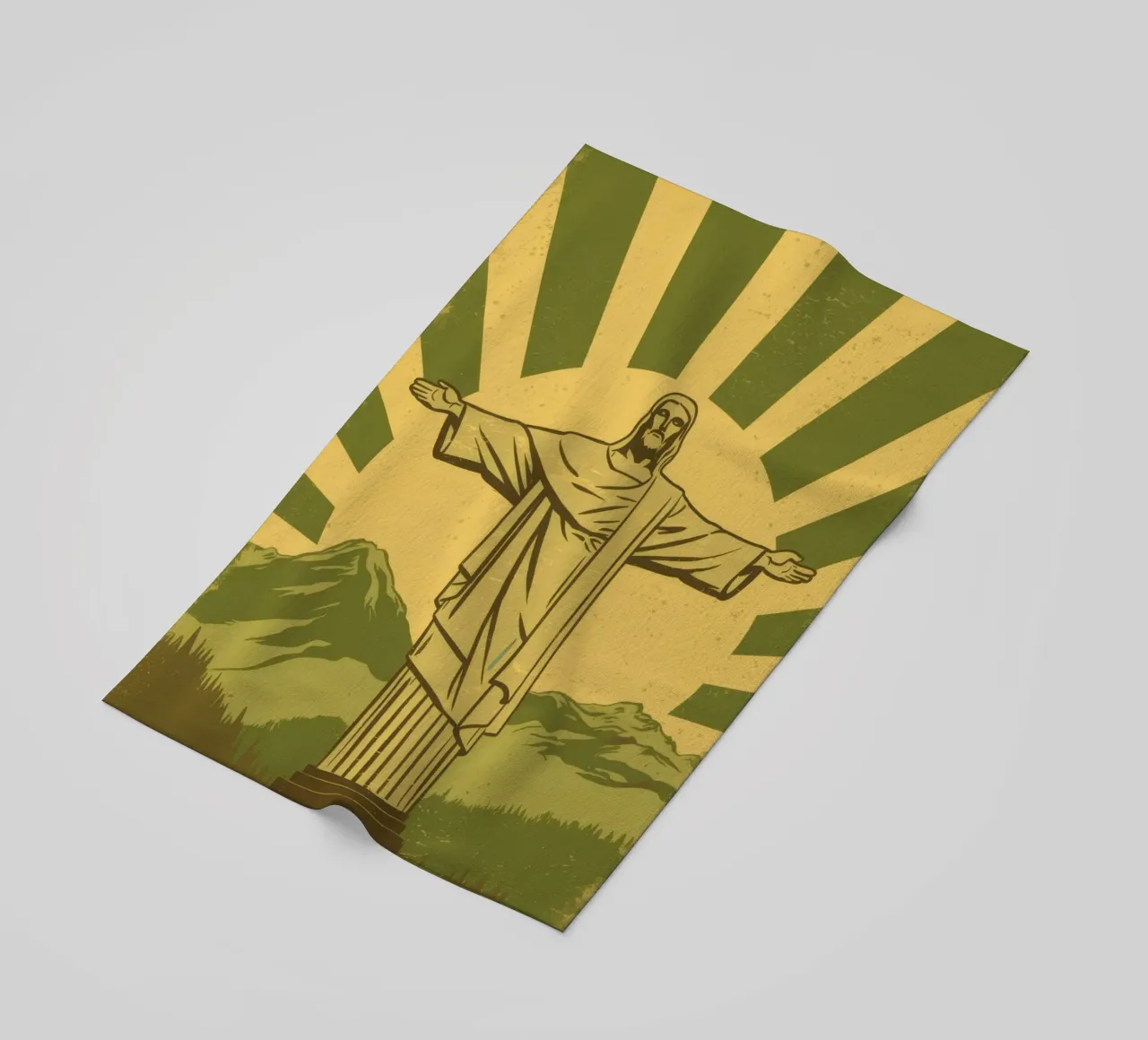 Statua iconica del Redentore telo mare da Line Fable