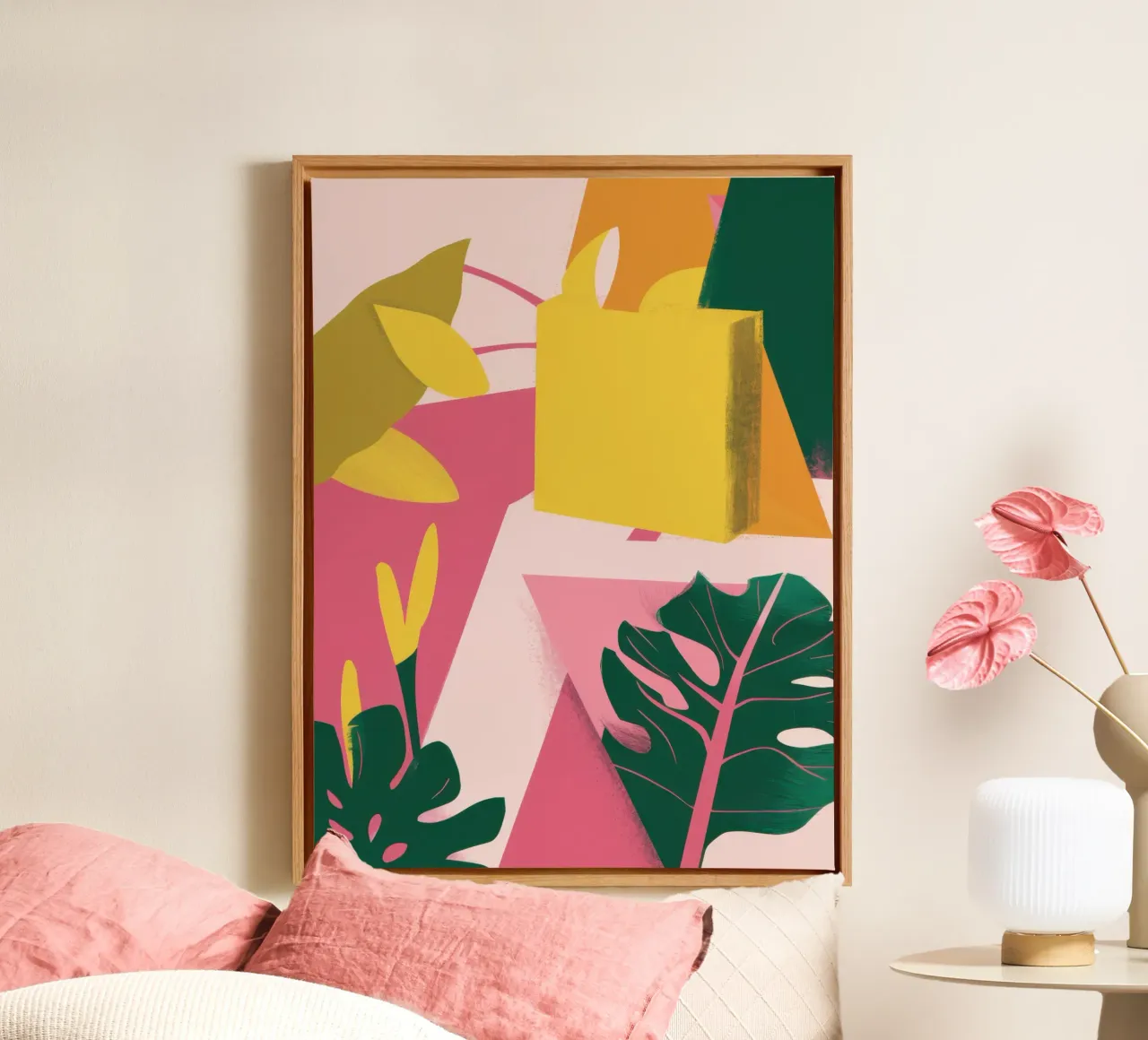 Jungle Venster Abstract canvas met Baklijst van Lunar Valentina