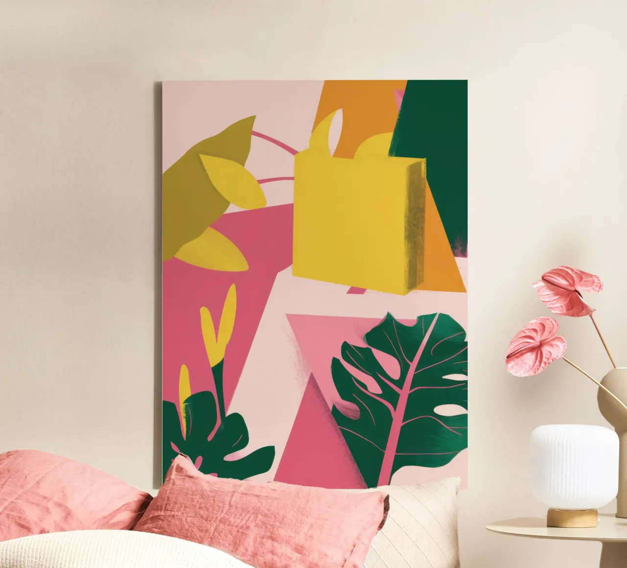 Jungle Venster Abstract canvas met Baklijst van Lunar Valentina