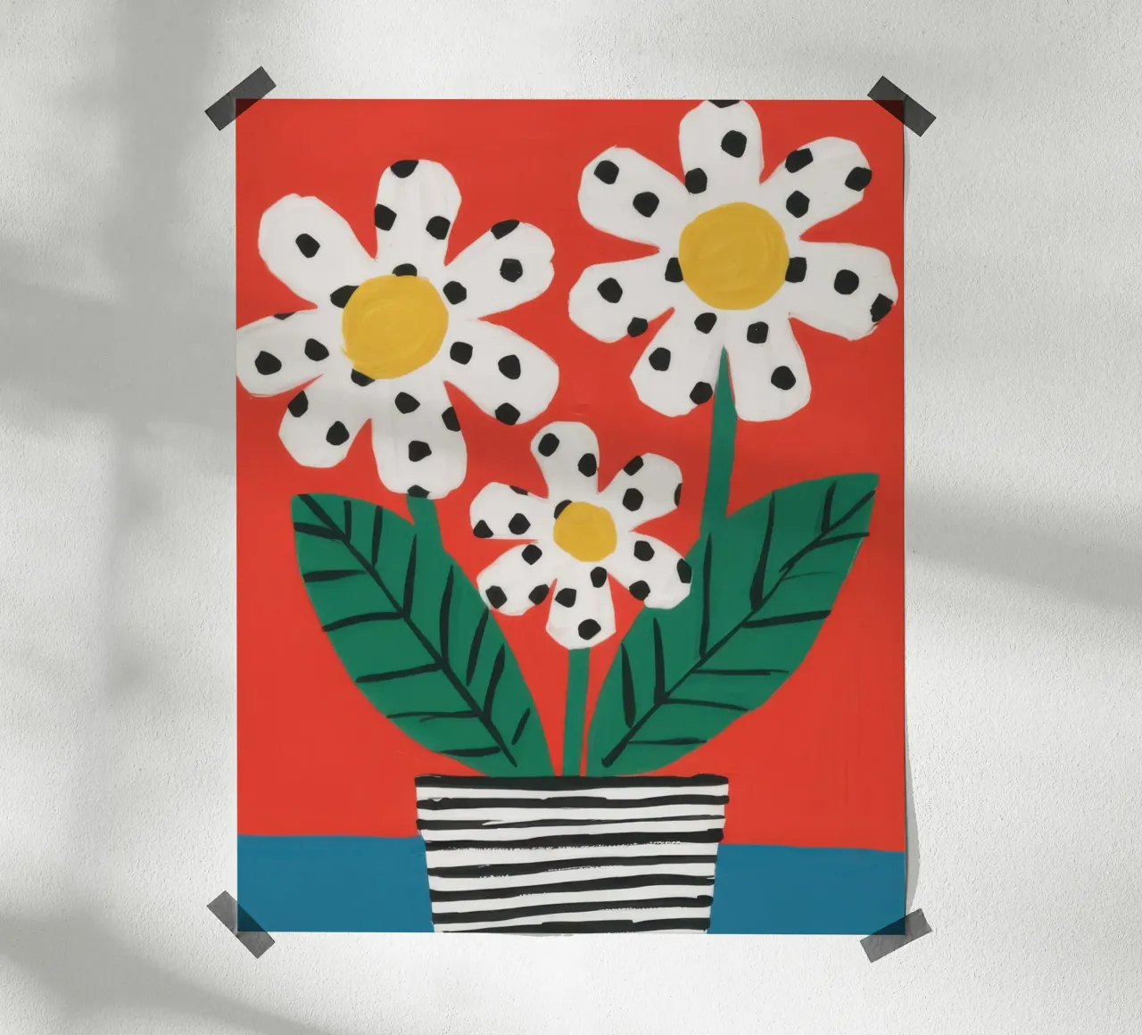 Margherita a strisce Immobile poster con telaio in legno da Frosh Pallete